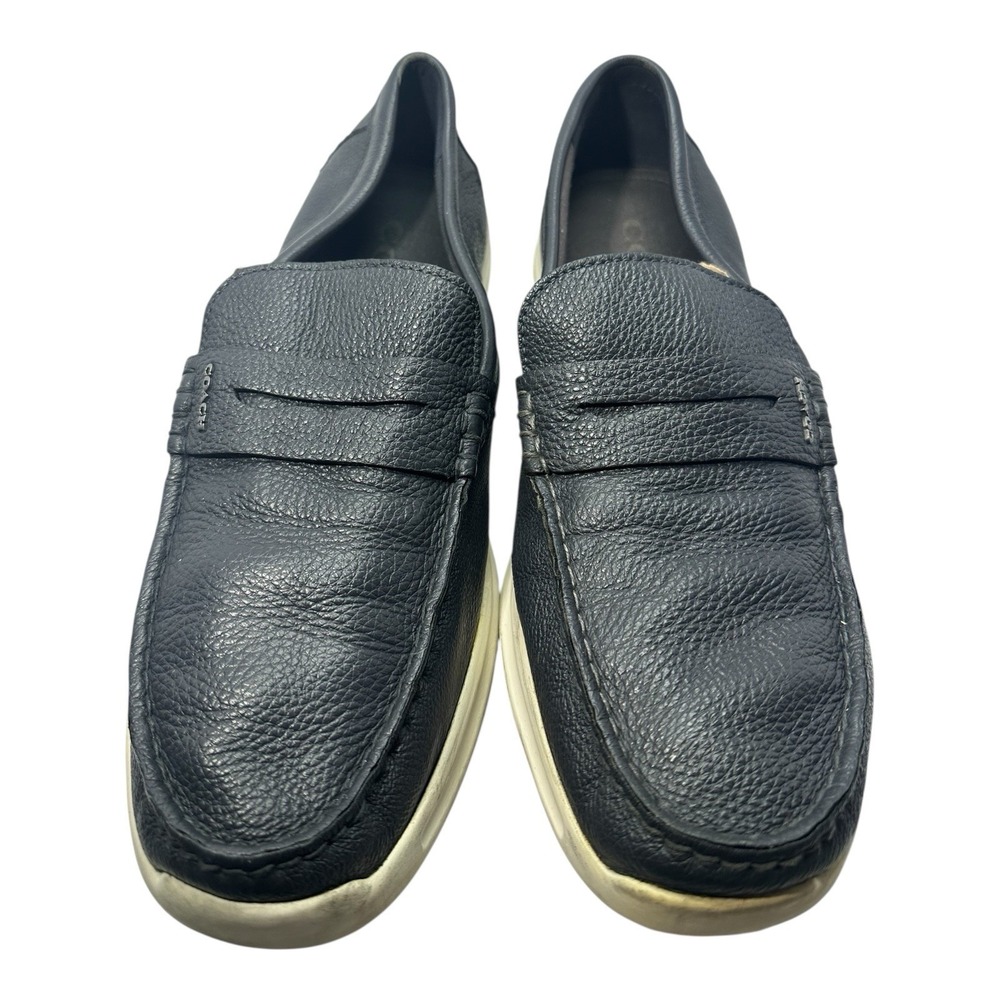 Coach Men Navy Blue Pebbled Leather Nantucket Penny Loafer Size‎ 11.5D - Picture 5 of 10